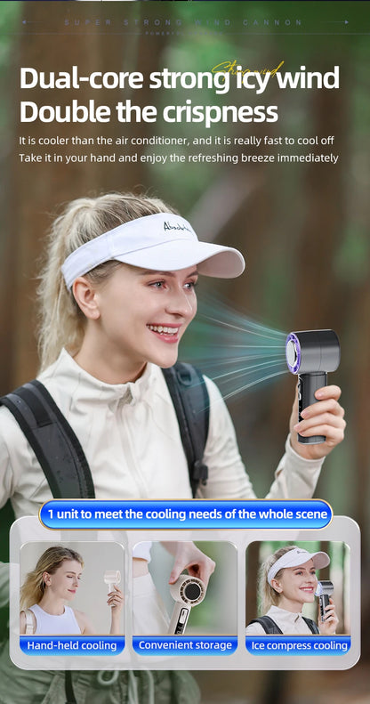 2024 New Semiconductor Refrigeration High-speed Handheld Electric Fan 4000mAh USB Portable Rechargeable Outdoor Small Fan