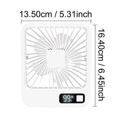 Desktop Fan Portable Fan Rechargeable  5-Speed Adjustment 180° Rotating Foldable Fan With Battery Digital Display Noise-Free Fan