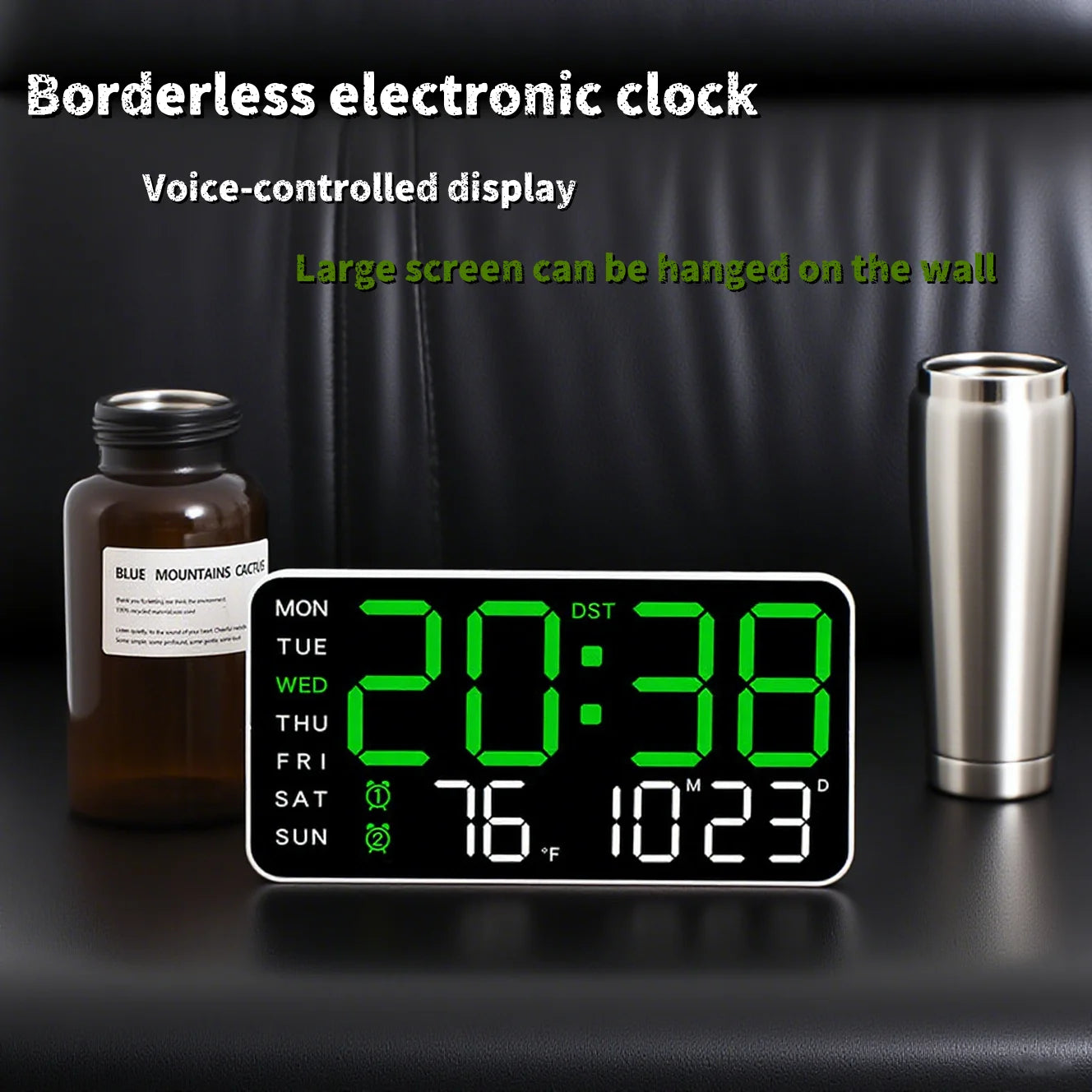 2025 New Frameless electronic clock multi-function hanging Dual-purpose clock digital clock display living room wall clock