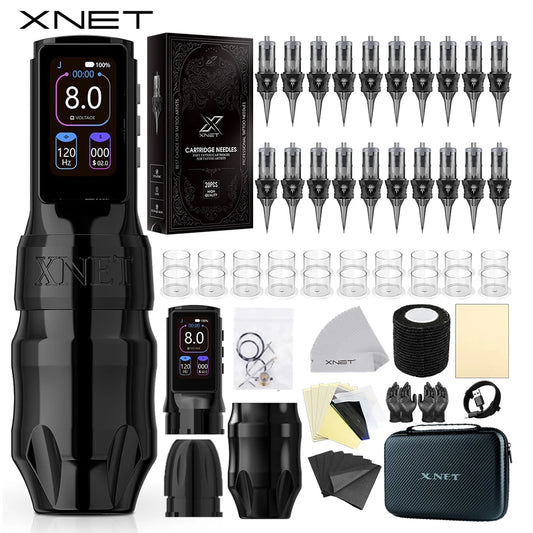 Xnet Titan Max Wireless Tattoo Machine kit 20Pcs Needles Set Coreless Motor Multi-Function Touchscreen Battery 1-12V For Tattoo