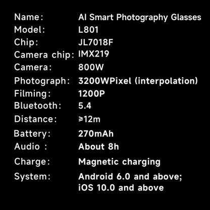 Xiaomi AI Smart Glasses 8-megapixel Camera Mini Camera Bluetooth Call Sunglasses Shooting Audio Listening Music Camera Glasses