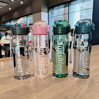 800ml Sports Water Bottle with Straw Plastic Water Bottles with Scale Leak Proof Drinking Bottles For Outdoor BPA Free Drinkware