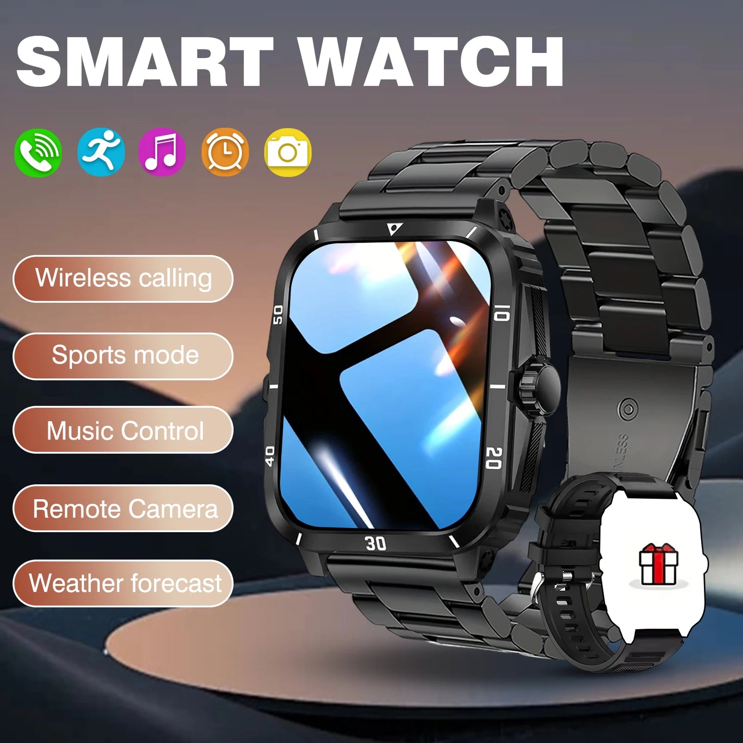 Smart Watch, Wireless Calls, Music Playback, Message Reminders, Multi-Sports Mode, Suitable For Men And Women