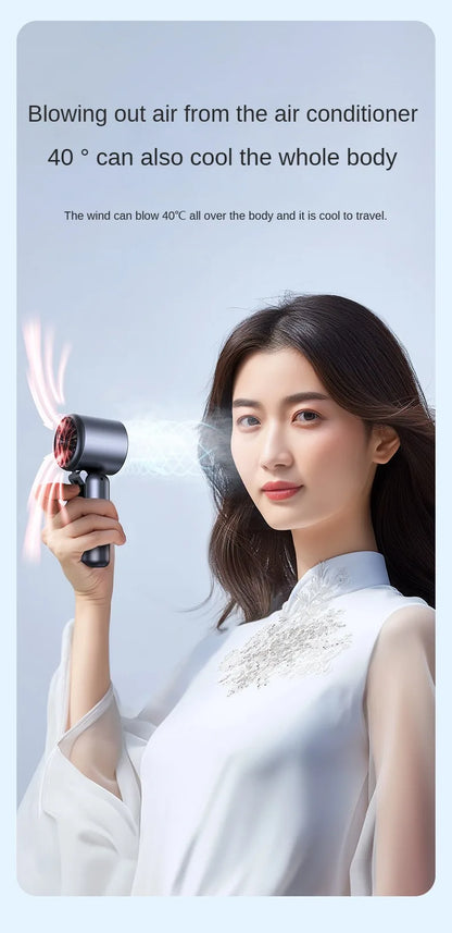 Handheld Fan Charging Portable Mini Fan Long Battery Life USB Digital Display 100-speed Handheld High-Speed Turbofan
