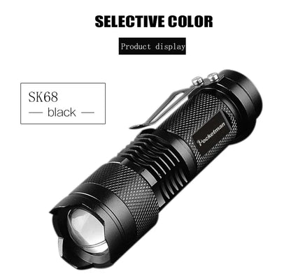 Portable Mini Q5 LED Flashlight Tactical Lamp LED Flashlight Adjustable Focus Zoomable Light for  Hiking Camping Power Outage