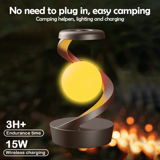LED 360° Rotating Night Light With Wireless Charger Cordless Desk Lamp