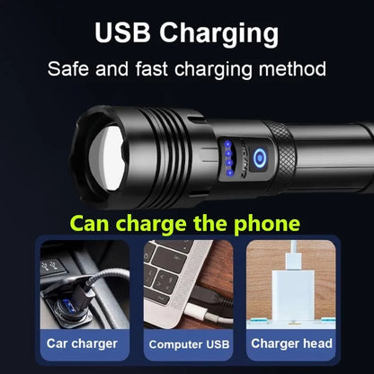 ZK30 Super XHP120 Powerful Led Flashlight XHP90 High Power Torch light Rechargeable Tactical flashlight 18650 Usb Camping Lamp