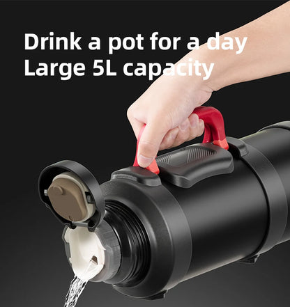 Stainless Steel Thermos Bottle with Handle Outdoor Portable Large Capacity Thermal Water Bottle ,Keep Hot and Cold for 72H
