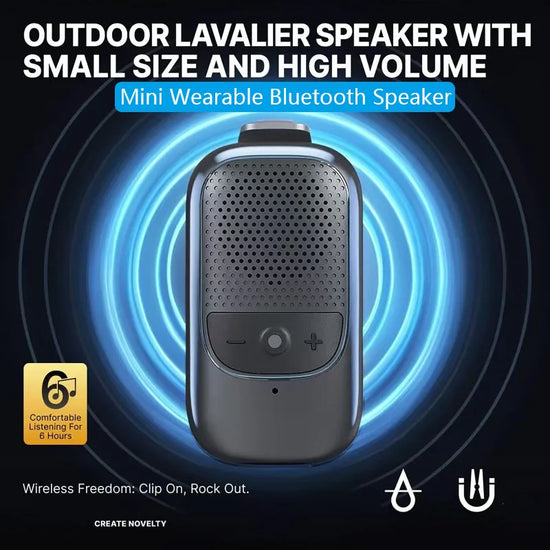 Portable Wearable Mini Bluetooth Speaker Clip-On Wireless Portable Speakers Built-in ENC Mic Hands-free Call For Work Outdoors
