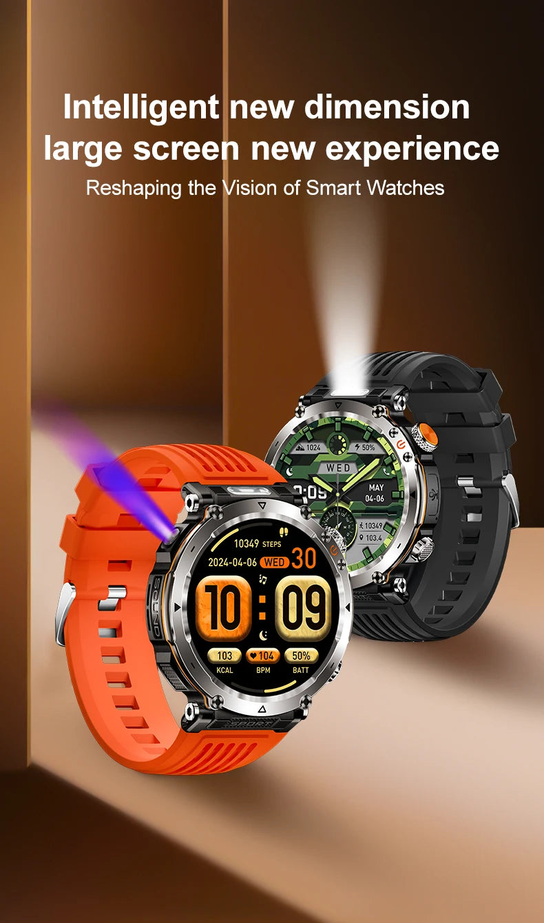 Smart Watch HT30 Bluetooth Call Men Outdoor Sports Fitness Compass Heart Rate Health Monitoring 600mAh Large Battery Smartwatch