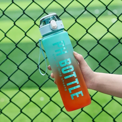 1L Sports Water Bottle with Straw Large Capacity Portable Leak-Proof Outdoor Travel Drink Plastic Cup Motivational Water Bottle
