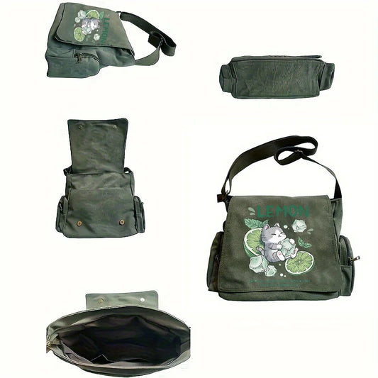 Retro Old Women's Bag Green Fresh Pattern Small Shoulder Large Capacity New Fashion Vintage Print Crossbody