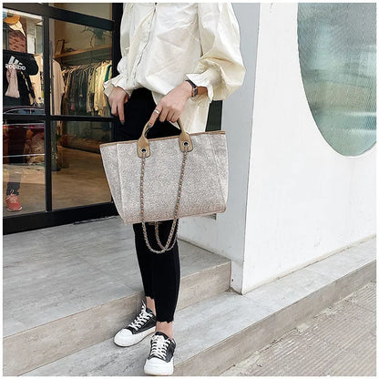 Fashion Make Up Designer Big Women's New Korean Fashion Casual Large Capacity Shoulder Crossbody Chain Tote Bag