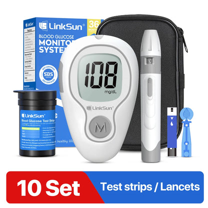 LinkSun Blood Glucose Meter G-425-3 Glucosemeter Kit No Code For Diabetes Tester 10/50/100pcs Strips Medical Blood Sugar Monitor