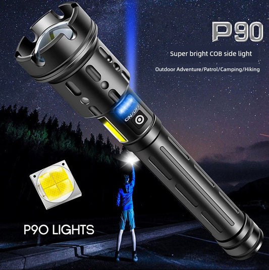 P90 Power Torch Rechargeable Outdoor Long-Range Xenon Lamp Zoom High-Power Spotlight Super Bright Probe Xenon Lamp