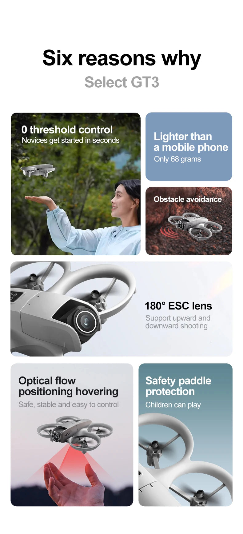 GT3 Drones Mini 8K HD Dual Camera Intelligent Obstacle Avoidances Aerial Photography Flyer Optical Flow Positioning Beginner UAV