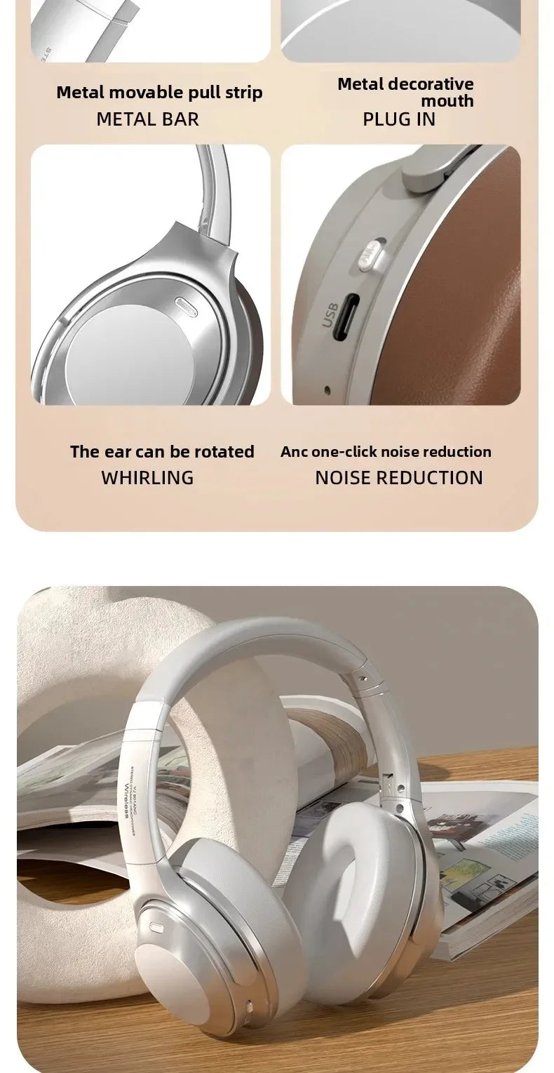 Wireless Headset Bluetooth 5.3 Retro Headphones HIFI Stereo Noise Canceling Earphone Long Standby Stylish Comfortable Headphones