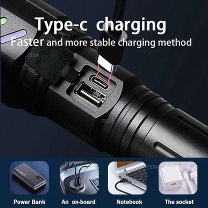 2025 Ultra Powerful Windproof Fire Starting Flashlight Rechargeable High Power Torch Focused Light Source Can Light A Flame Lantern
