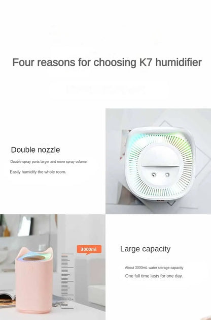 3000Ml Dual Jet Air Humidifier Large Capacity Atomizer Ultrasonic Aroma Diffuser Cool Mist Maker Air Humificador Purifier