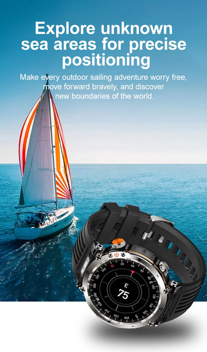 Smart Watch HT30 Bluetooth Call Men Outdoor Sports Fitness Compass Heart Rate Health Monitoring 600mAh Large Battery Smartwatch