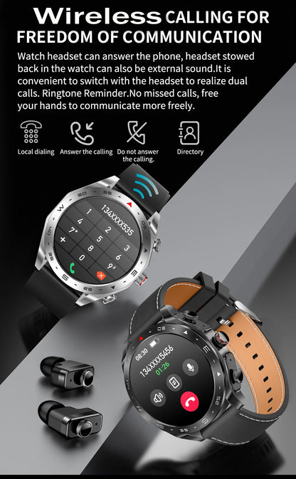 2024 TWS 2-in-1 Bluetooth Earphones  Smart Watch Bluetooth Call GPS Motion Trajectory HIFI 9D Sound Quality  Smartwatch