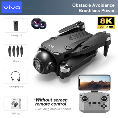 VIVO D18 Drone 8K Aerial HD Dual Camera Photography Intelligent Obstacle Avoidance Brushless Power 5G WIFI GPS Return VR Drone