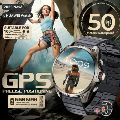2025 New Premium GPS Smart Watches Outdoor Altimeter Barometer AMOLED Screen Built-in GPS Compass Military Sports Smartwatch Men