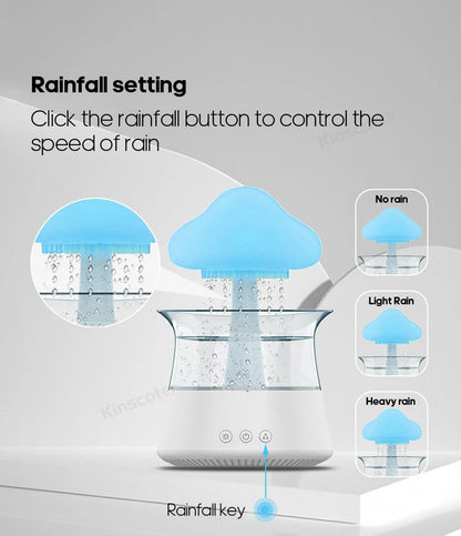 Rain Cloud Electric Air Humidifier 300ml Aroma Diffuser Zen Rain Water Drops Colorful Night Light Humidifier for Home Gift