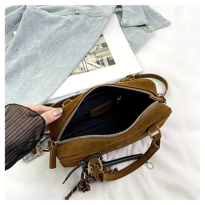 2025 New Fashionable dull Polish bag portable women's full retro crossbody bag shoulder bag popular