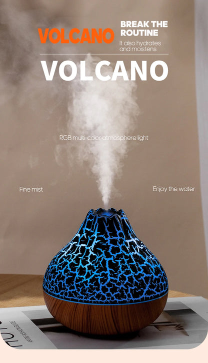 Volcano Air Humidifier 300ml Desktop USB Water Mist Diffuser Purifier Air Freshener Nebulizer with Colorful Ambient Night Light