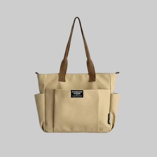 Urban Minimalist Female Student Large Capacity Commuting Horizontal Canvas Single Shoulder Diagonal Cross Portable Tote Bag