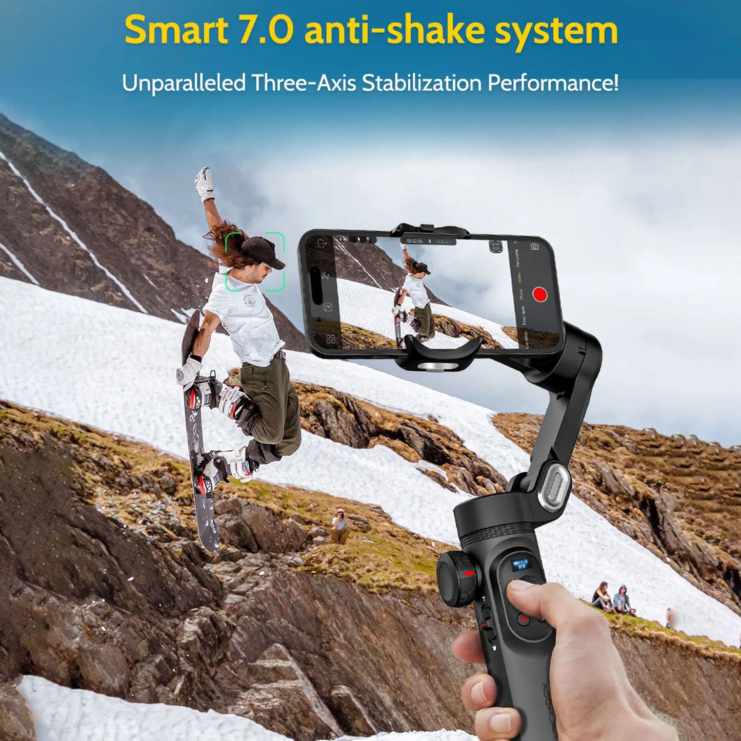 AOCHUAN Smart XPro Smartphone 3 Axis Gimbal Stabilizer For iPhone and Android Smartphone Shooting Video with Fill light Effects