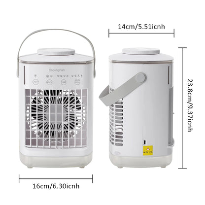 Portable Air Conditioner with Colorful Atmosphere Light Water Cooling Fan USB Table Fan 700ml Water Tank Desktop Fan Humidifier