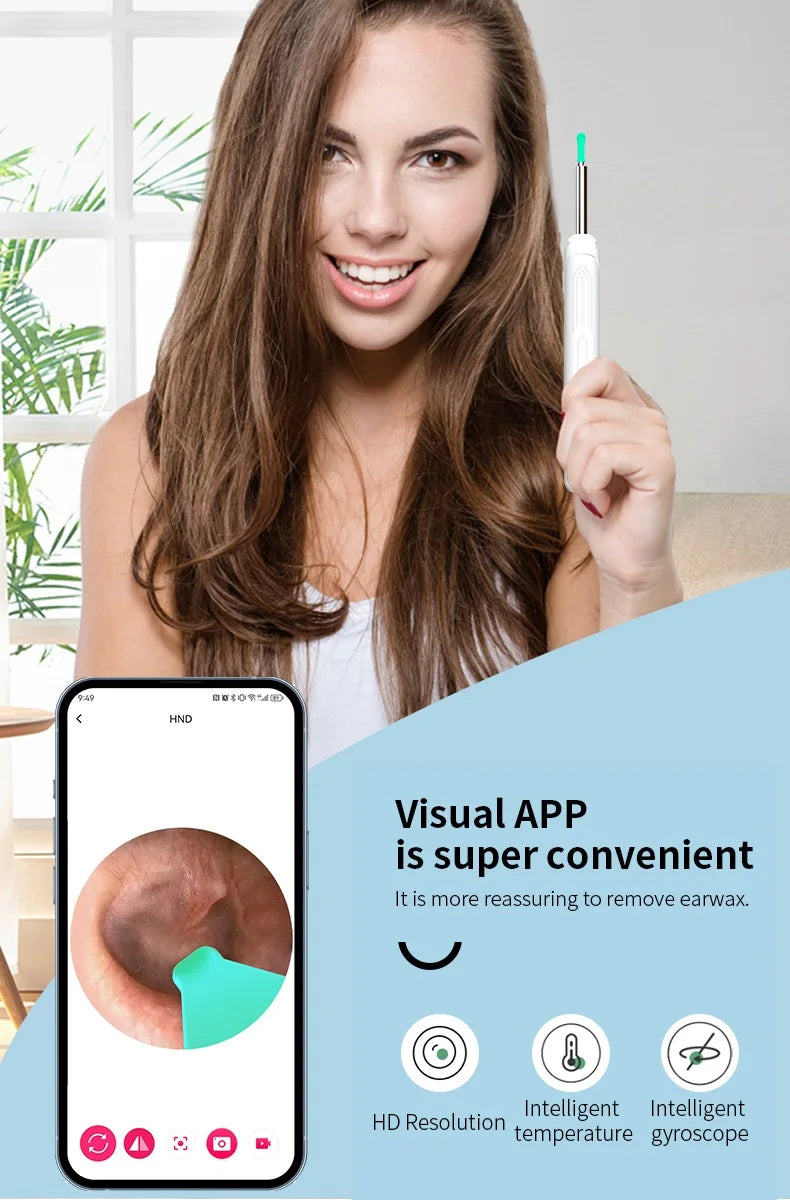 Ear Cleaner with Camera Set Ear Sticks Otoscope USB C Charging Endoscope Wax Removal Tool Earpick MIni Camera Ear Cleaning Set