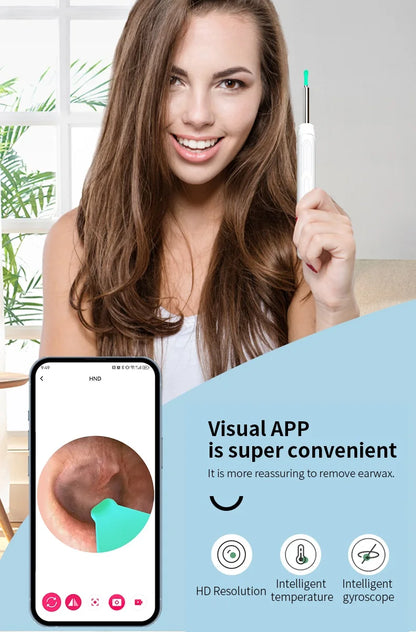 Ear Cleaner with Camera Set Ear Sticks Otoscope USB C Charging Endoscope Wax Removal Tool Earpick MIni Camera Ear Cleaning Set