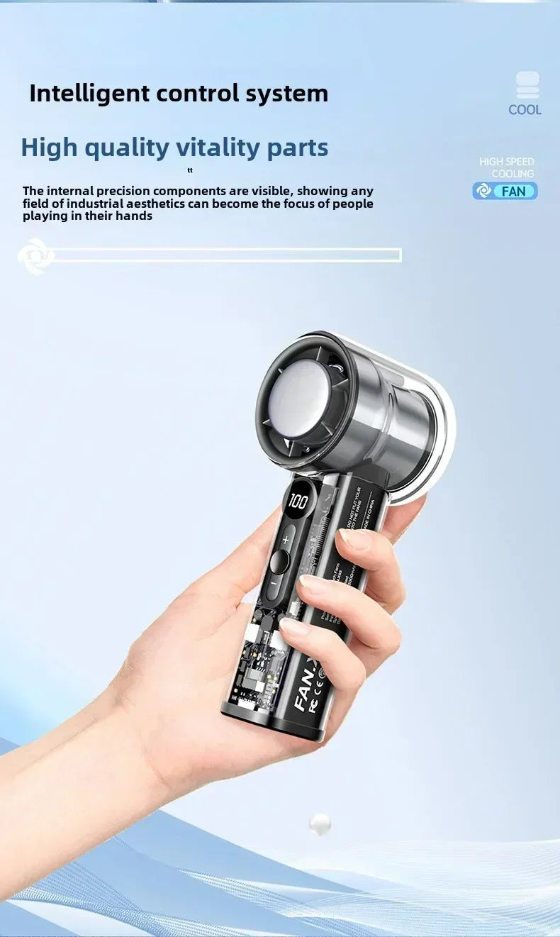 2025 Portable Handheld Fan - 100-Speed Turbo Cooling, 3000mAh Rechargeable, High Wind Outdoor Mini Fan with Adjustable Airflow