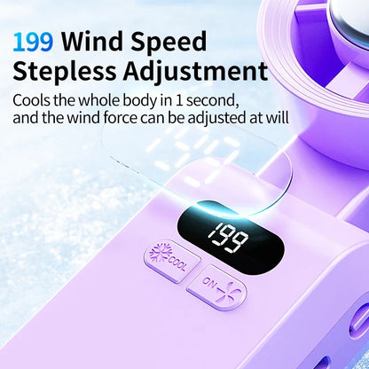 2025 New Portable Hanging Neck Fan 135° Rotation Desktop Mini Fan Handheld Foldable 199 High-speed Powerful Turbo Fan Outdoor