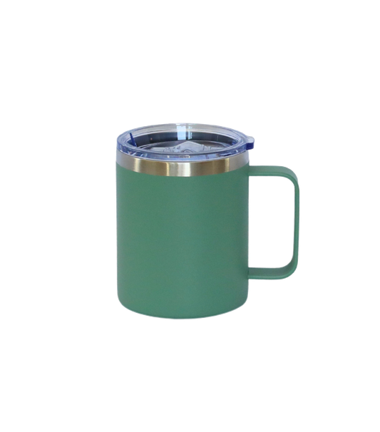 12 Oz Stainless Steel Travel Mug with Handle - Green