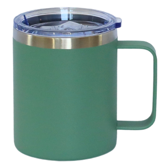 12 Oz Stainless Steel Travel Mug with Handle - Green