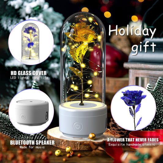 2 In 1 Rose Flowers LED Light Bluetooth-Compatible Speaker