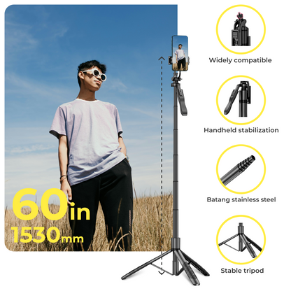 Phone tripod 62 inch selfie stick