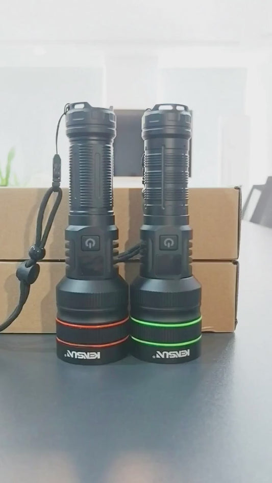 Super bright LED flashlight high power strong light long-range tactical flashlight, long outdoor hiking camping emergency light