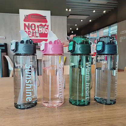 800ml Sports Water Bottle with Straw Plastic Water Bottles with Scale Leak Proof Drinking Bottles For Outdoor BPA Free Drinkware