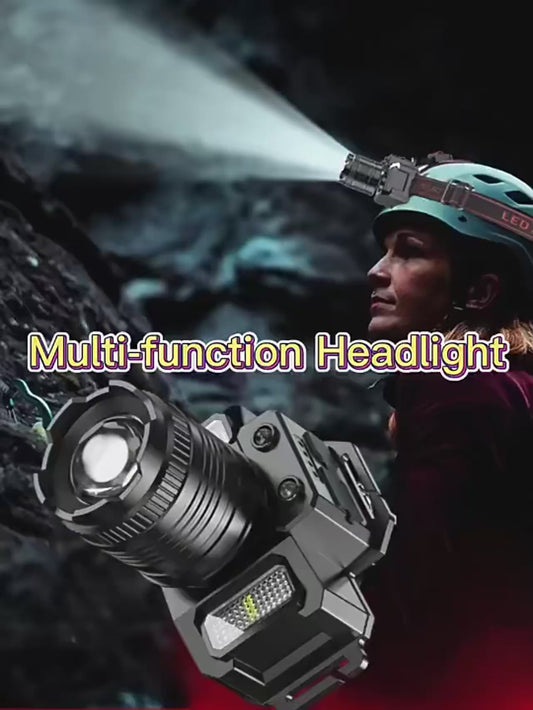 Usb Rechargeable Headlamp Super Bright Head Lamp Motion Sensor Headlight 5 Lighting Modes Zoomable Head Lights Forehead Light