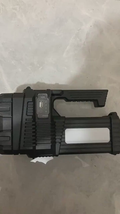 High Power Hand Lamp Solar Energy USB Rechargeable LED Flashlight Outdoor Camping Floodlight Emergency Power Torch Warning Light