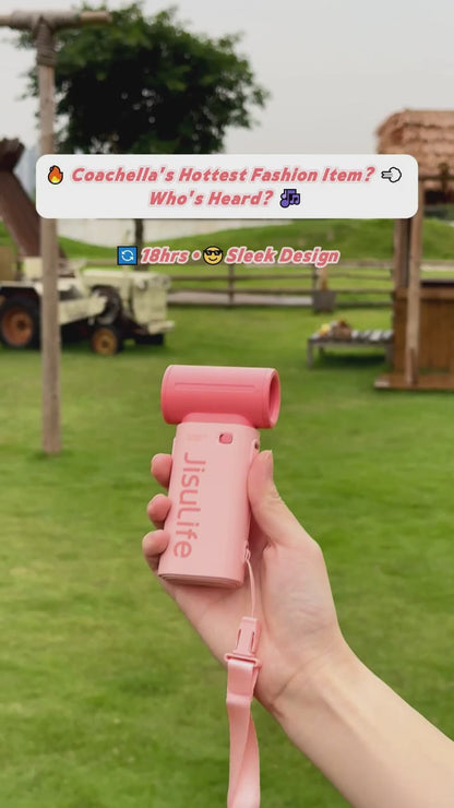 JISULIFE Handheld Turbo Fan,Super Strong Wind,5 Speeds,Long Battery Life,5000mAh,USB Rechargeable,Multipurpose Pocket Fan