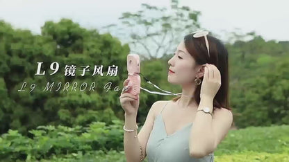 Handheld Portable Fan with Mirror, Mini Fan Small Personal Fan, 500mAh USB Rechargeable Neck Fan Foldable, Quiet Pocket Fan
