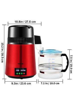SucceBuy 4L Water Distiller Purifier Filter 1 L/H Distilling Speed Dispenser Drinking Bottle Softener Touch Screen Home Use