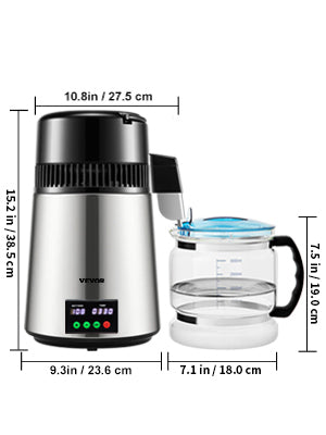 SucceBuy 4L Water Distiller Purifier Filter 1 L/H Distilling Speed Dispenser Drinking Bottle Softener Touch Screen Home Use