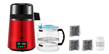 SucceBuy 4L Water Distiller Purifier Filter 1 L/H Distilling Speed Dispenser Drinking Bottle Softener Touch Screen Home Use